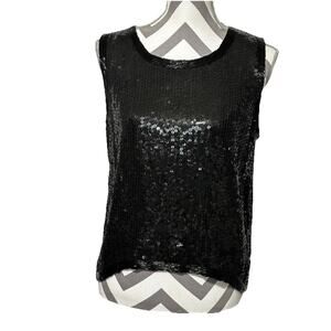 Vintage Jean for Joseph Le Bon Black Sequins Beads Dressy Semi-formal Blouse Top